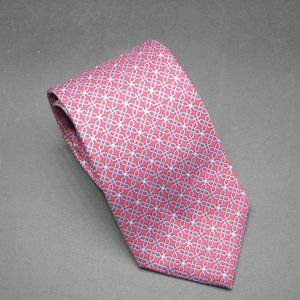 BROOKS BROTHERS Silk Tie Red Geometric Chain Made USA 58" x 3.5" New Other